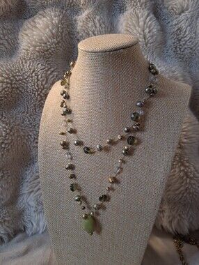 Freshwater Pearl And Stone Necklace